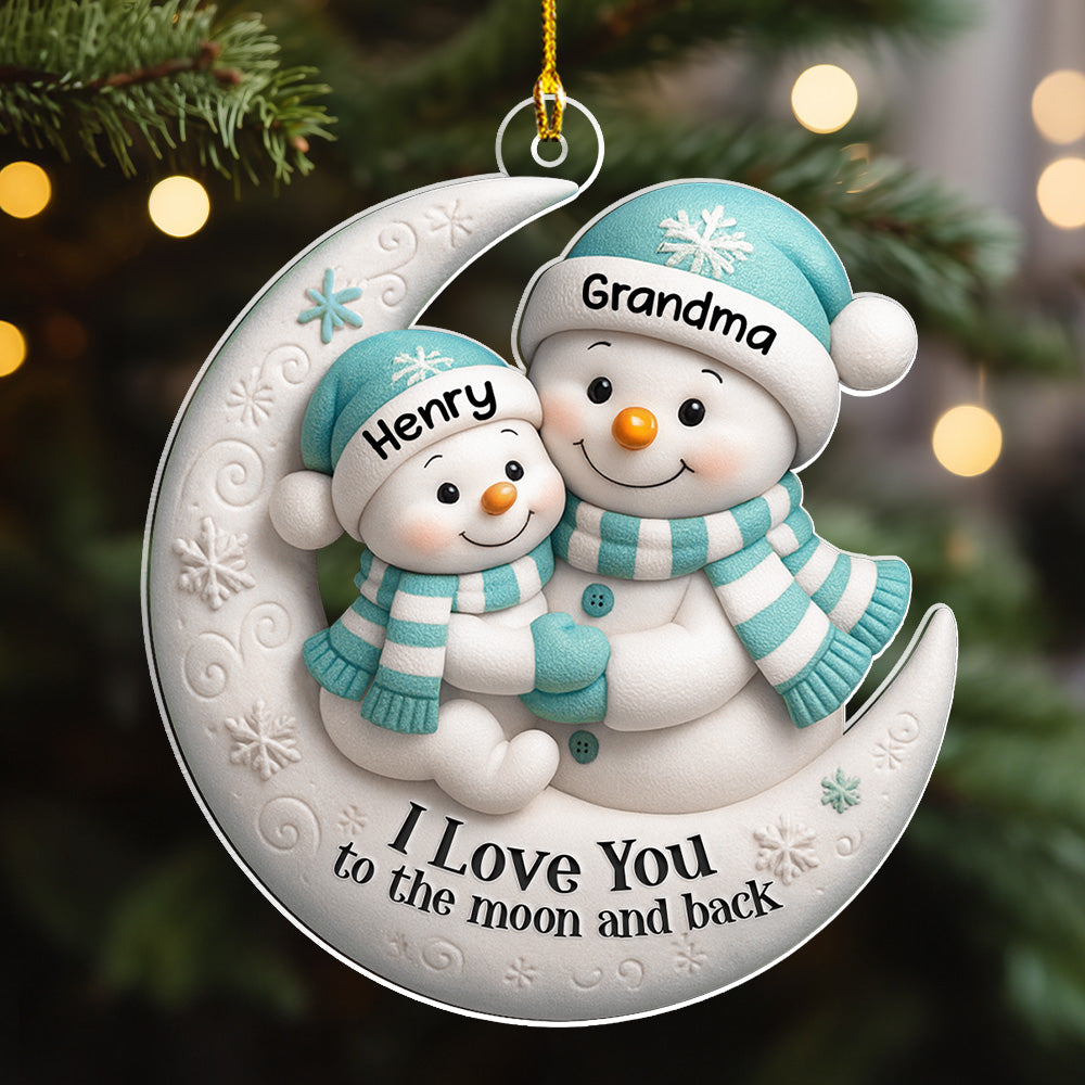 Grandma Hug On The Moon - Personalized Custom Acrylic Ornament