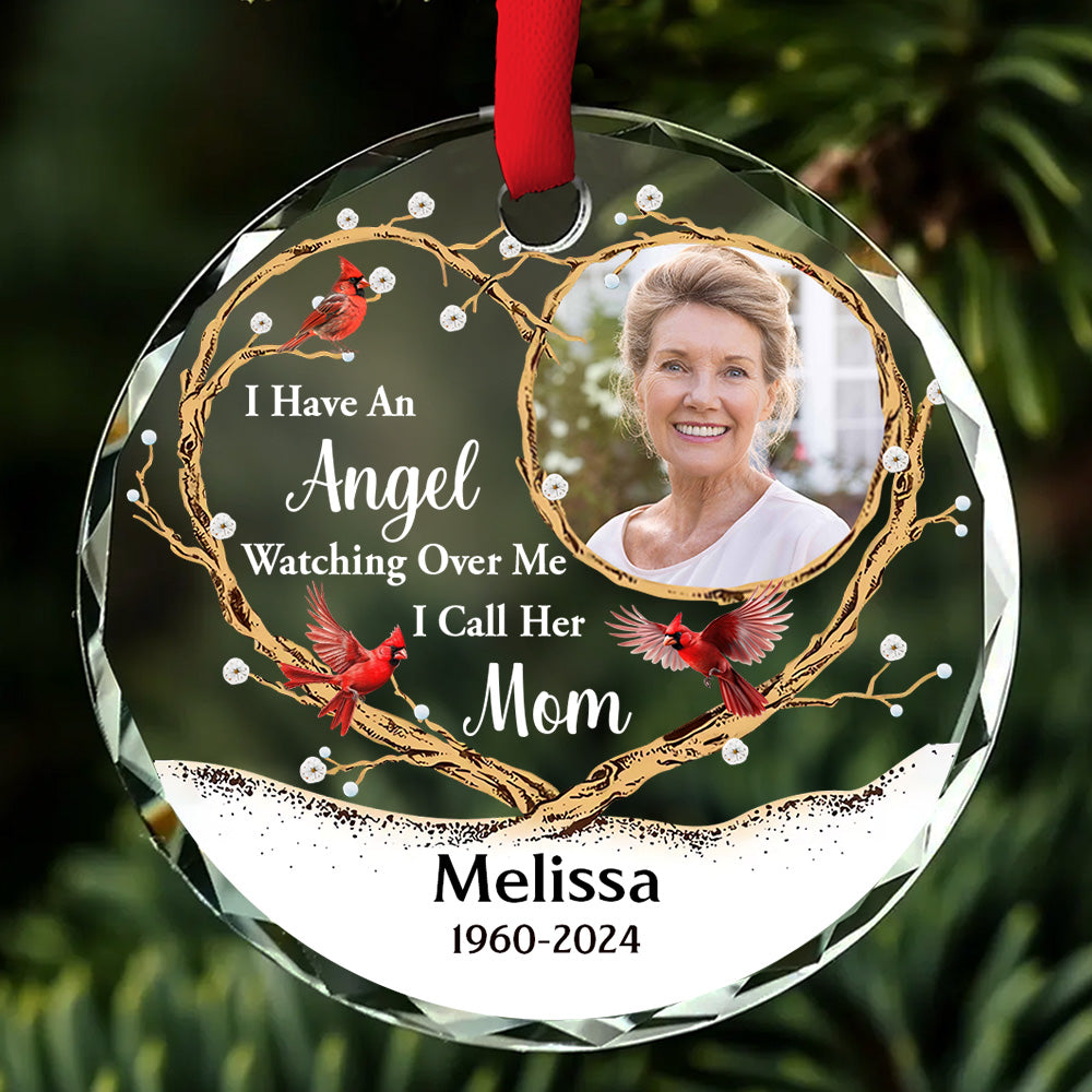 An Angel Watching Over Me - Personalized Custom Glass Ornament