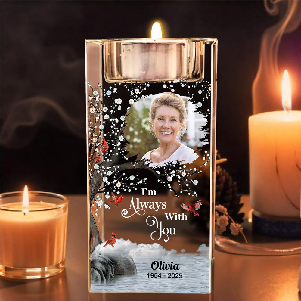 Always With You - Personalized Custom Crystal Candle Holder