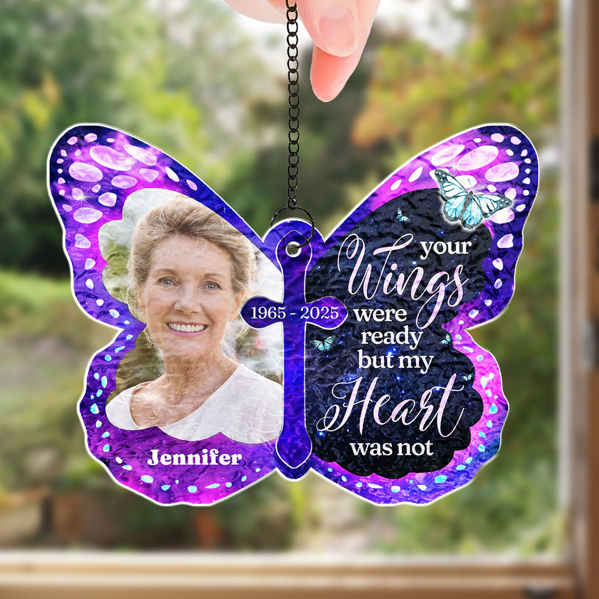 Your Wings Were Ready - Personalized Custom Wavy Suncatcher