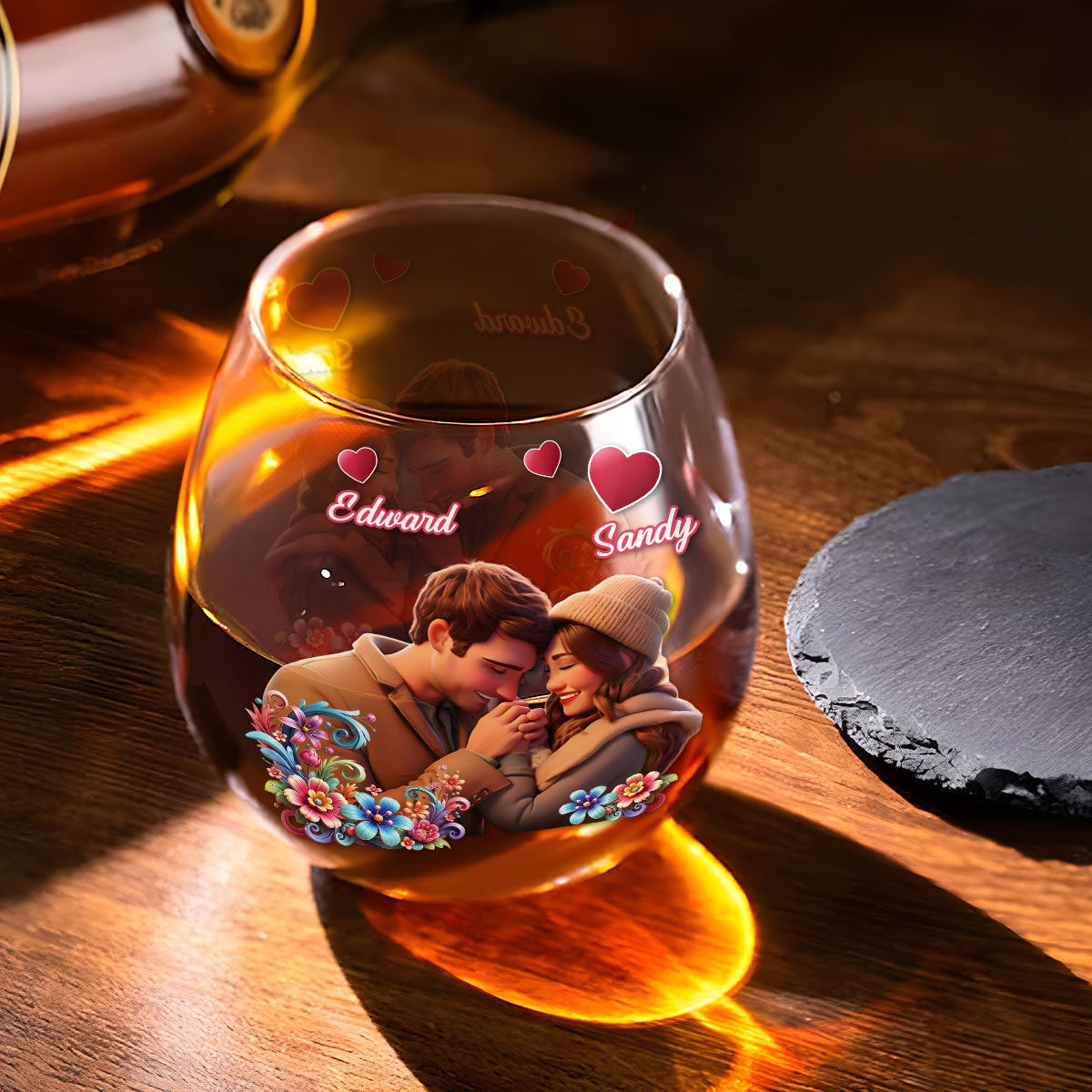 Couple Cartoon - Personalized Custom Wine Glass