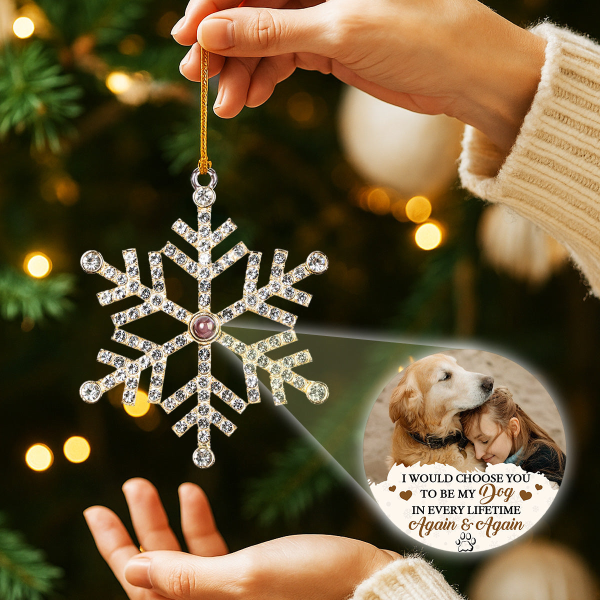I Would Choose You - Personalized Custom Photo Snowflake Projection Ornament
