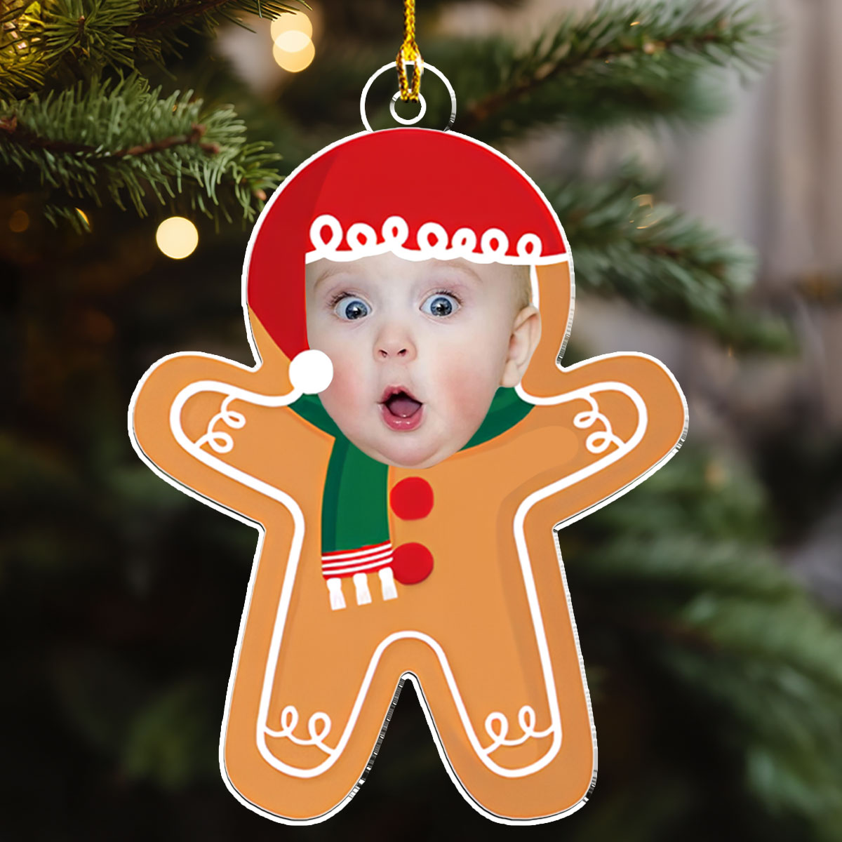 Custom Photo Baby Gingerbread - Personalized Custom Acrylic Ornament