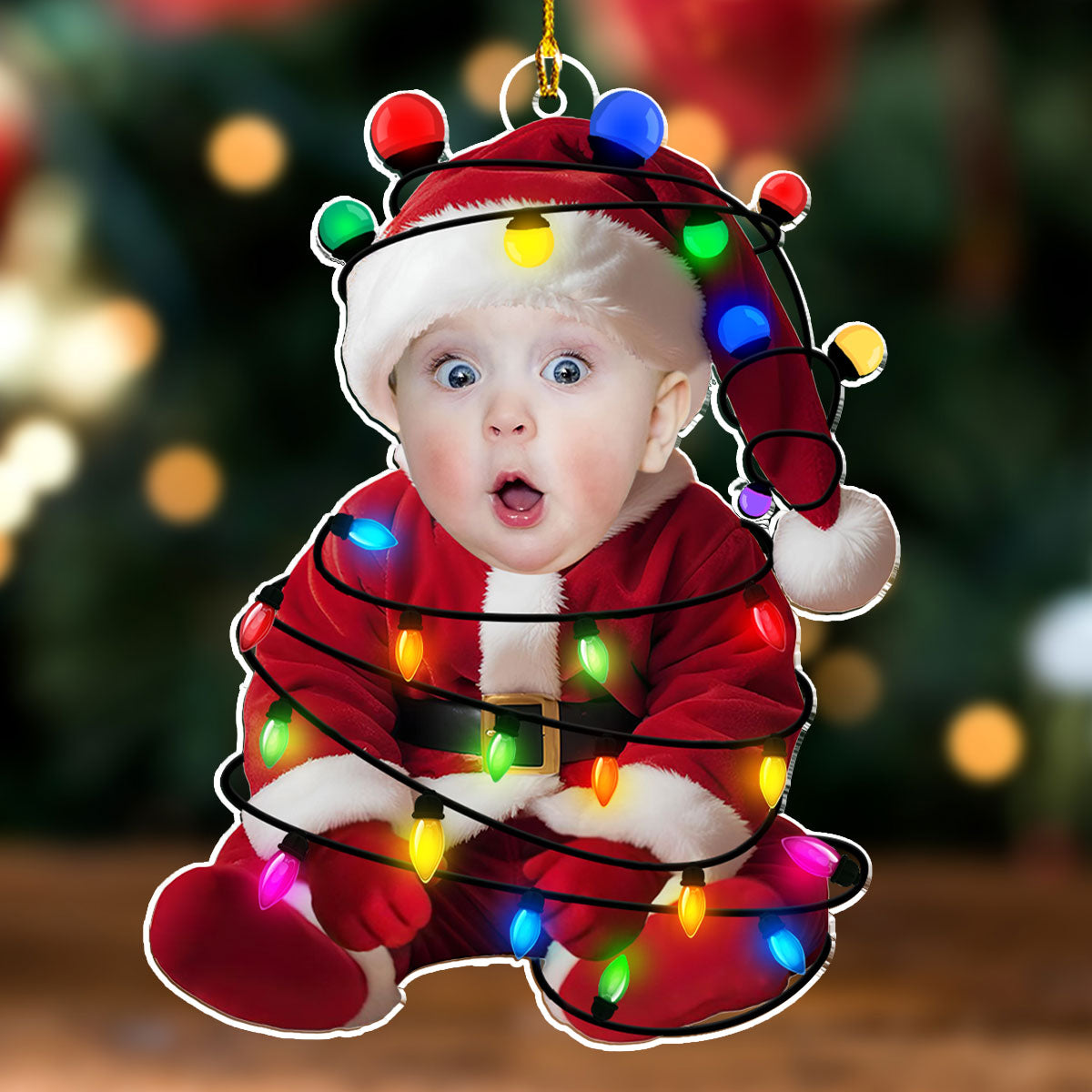 Custom Photo Funny Baby Merry Christmas - Personalized Custom Acrylic Ornament