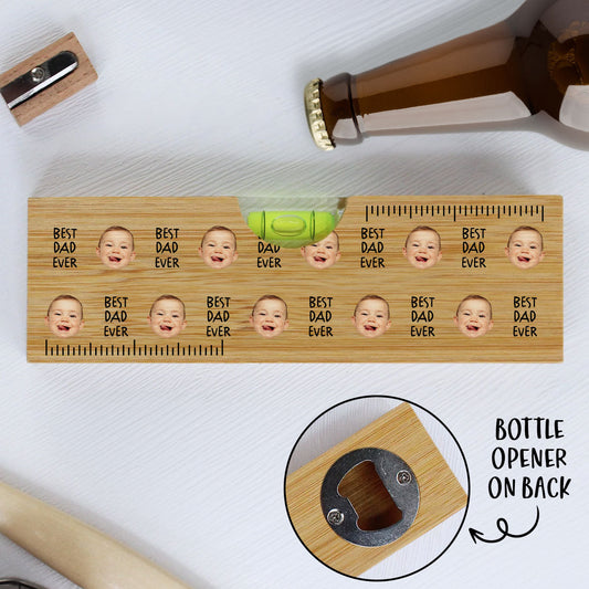 Best Dad Ever - Personalized Custom Wooden Spirit Level Bottle Opener