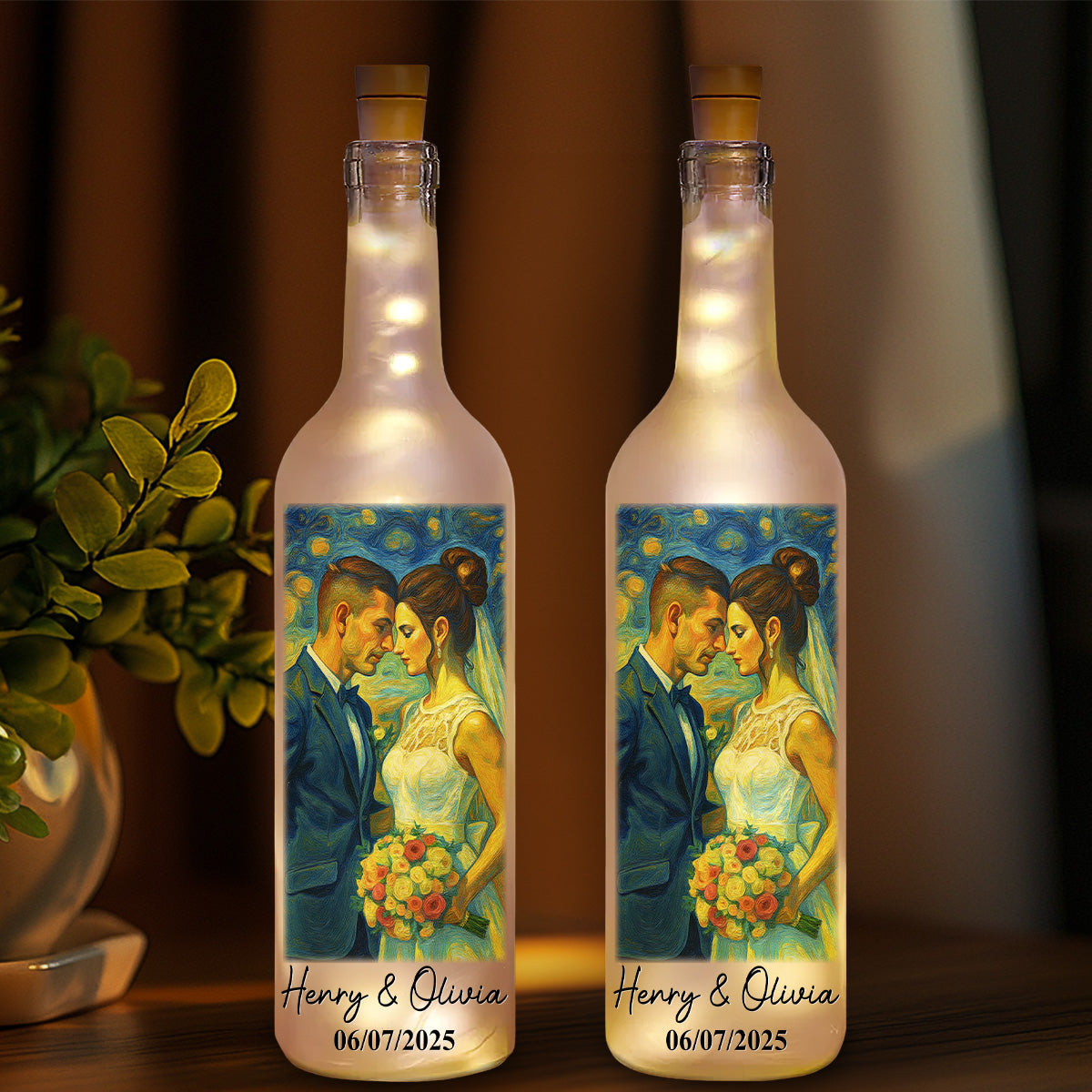 Our Wedding Day Gift - Personalized Custom Bottle Lamp