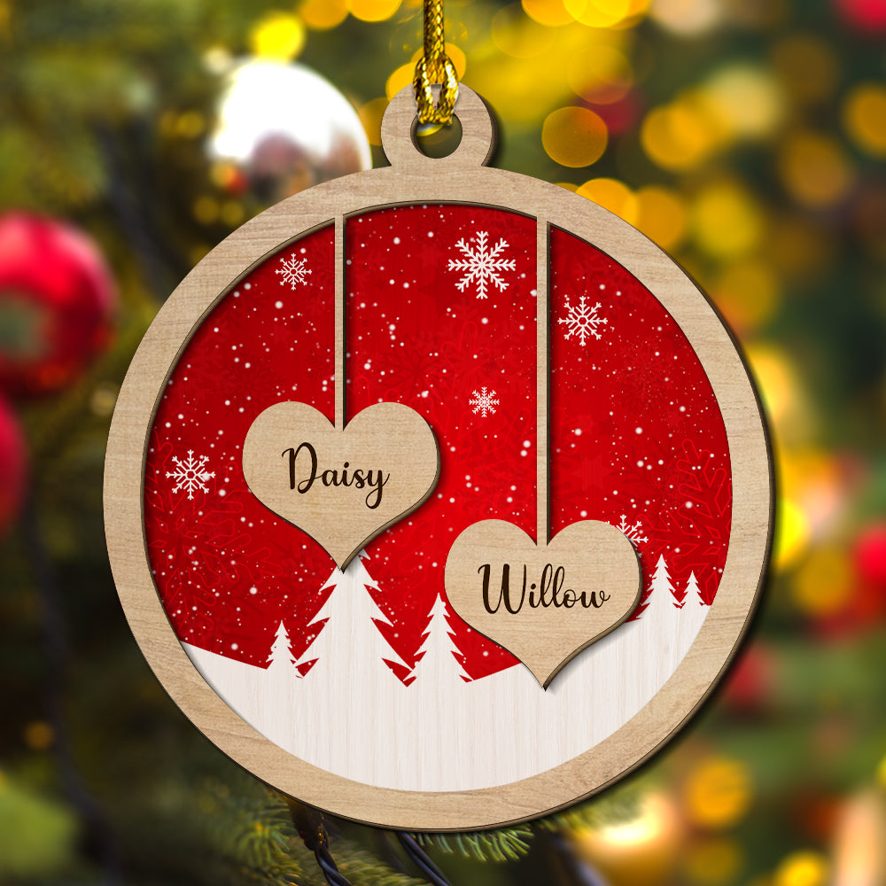Family Ornament - Personalized Custom 2-layered Wood Ornament