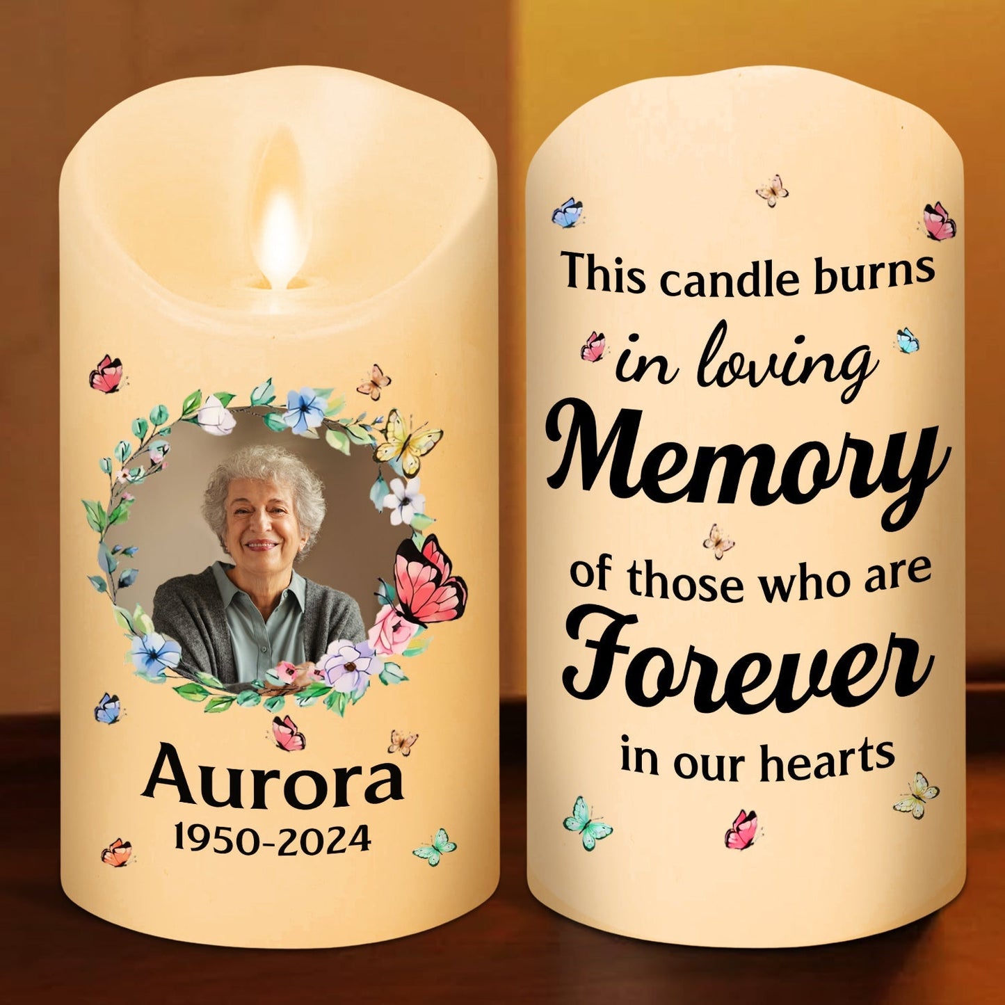 This Candle Burns In Loving Memory - Personalized Custom LED Candle