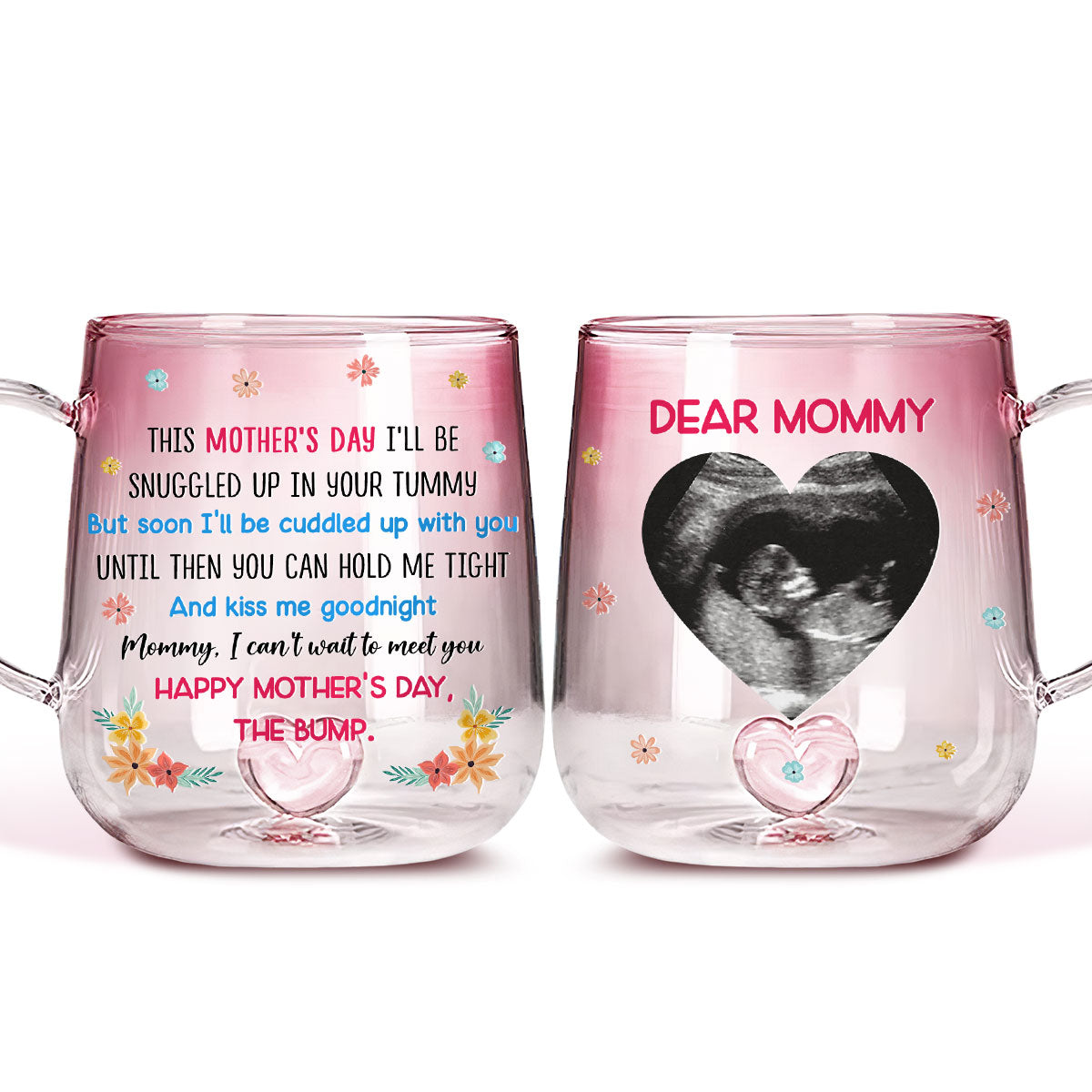 Love From The Bump - Personalized Custom Pink Gradient Glass Mug
