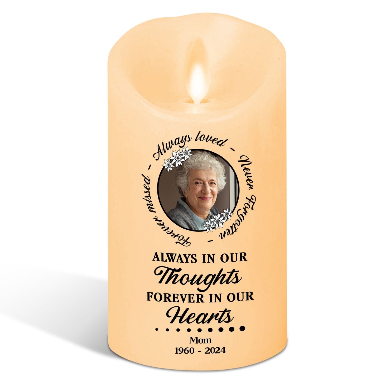 Always In Our Thoughts - Personalized Custom LED Candle