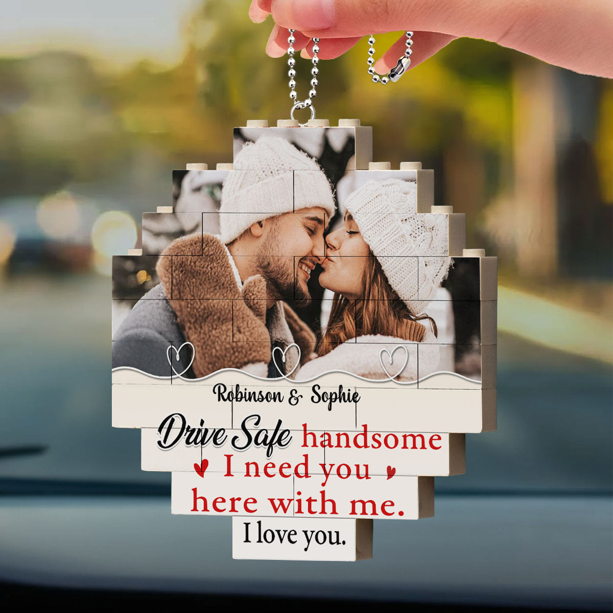 Drive Safe Handsome - Personalized Custom Puzzle Car Ornament