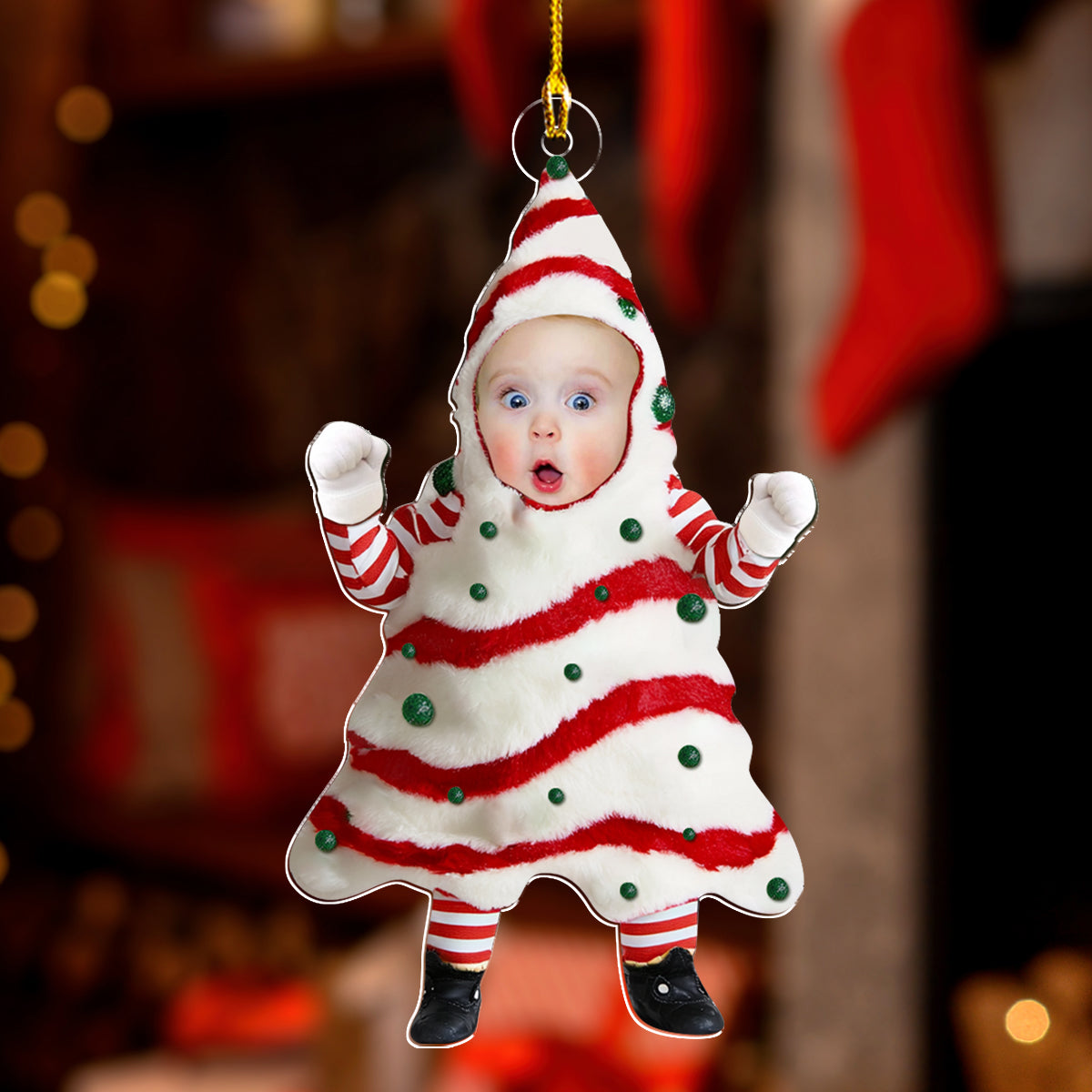 Baby Custom Photo Christmas Tree Cake - Personalized Custom Acrylic Ornament