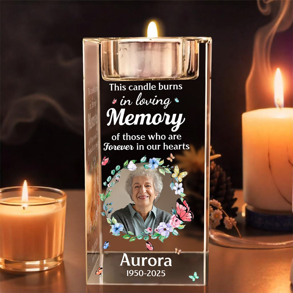 Forever In Our Hearts - Personalized Custom Crystal Candle Holder