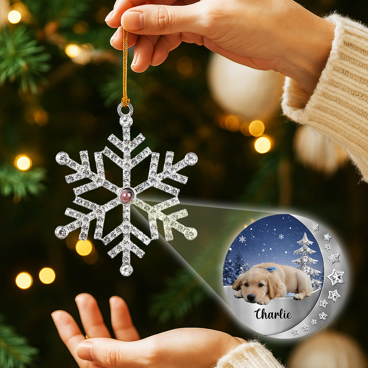 Beside You - Personalized Custom Photo Snowflake Projection Ornament