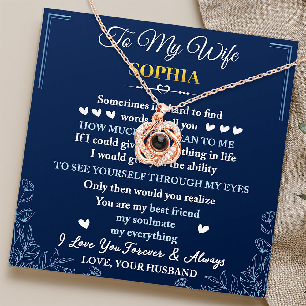My Soulmate My Everything - Personalized Custom Preserved Rose With Projection Necklace