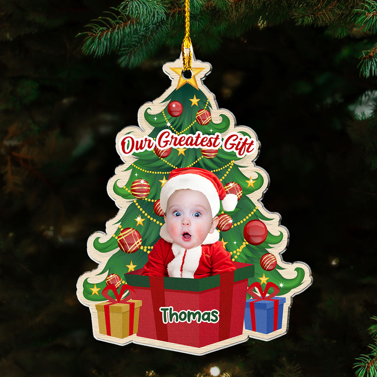 Custom Photo Christmas Greatest Gift - Personalized Custom Acrylic Ornament