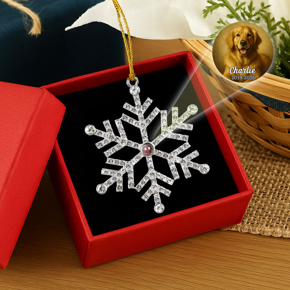 Forever In Our Hearts - Personalized Custom Photo Snowflake Projection Ornament