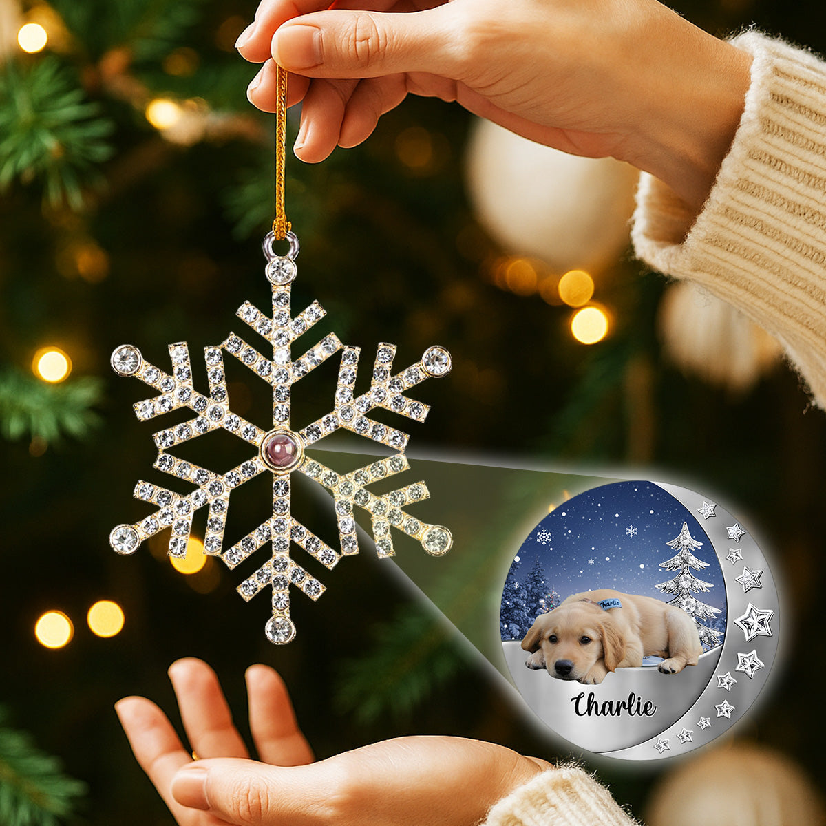 Beside You - Personalized Custom Photo Snowflake Projection Ornament