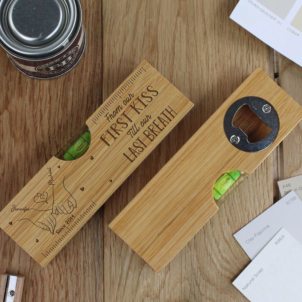 Only Love - Personalized Custom Engraved Wooden Spirit Level Bottle Opener