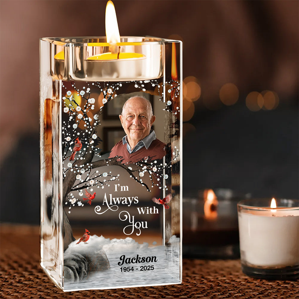 Always With You - Personalized Custom Crystal Candle Holder