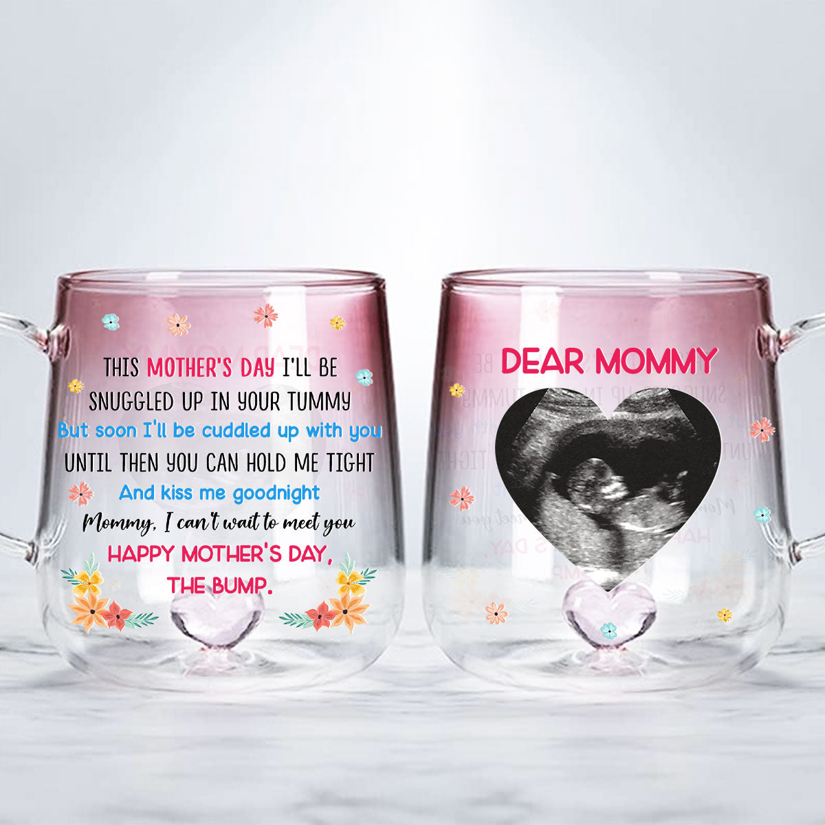 Love From The Bump - Personalized Custom Pink Gradient Glass Mug