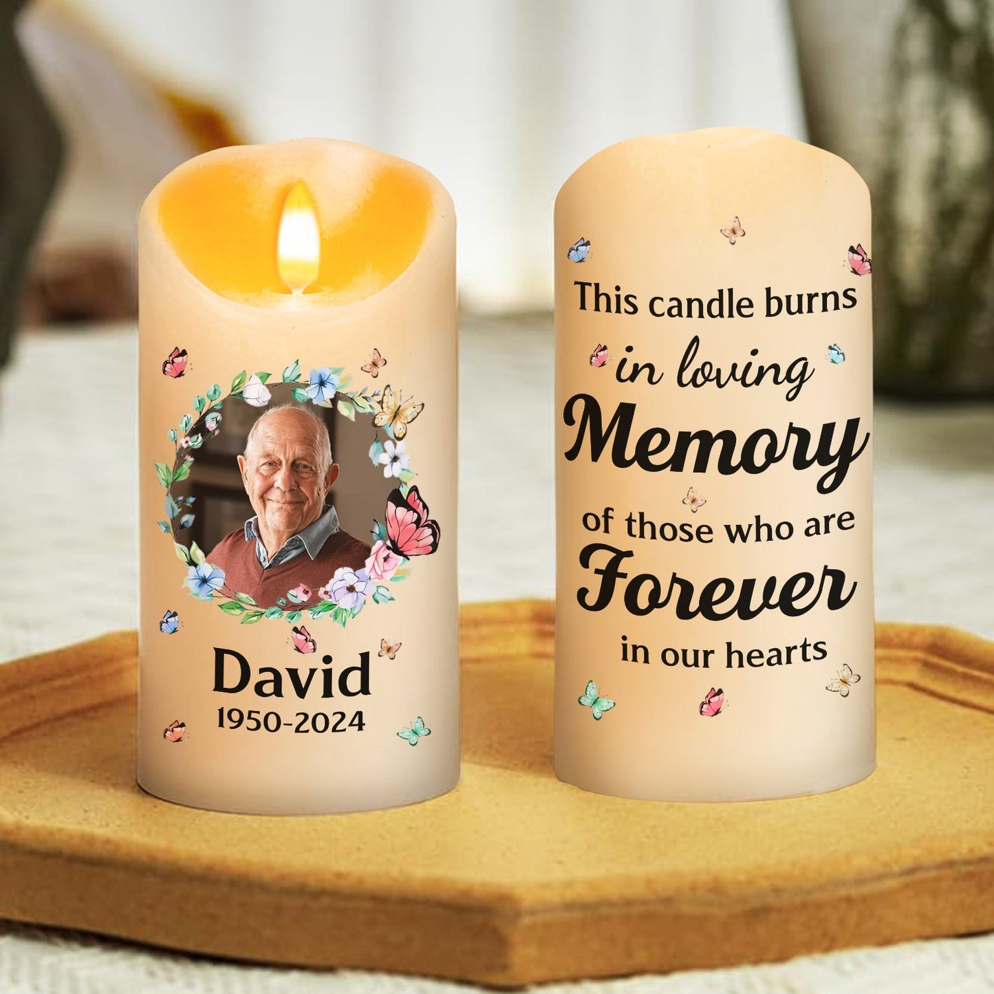 This Candle Burns In Loving Memory - Personalized Custom LED Candle