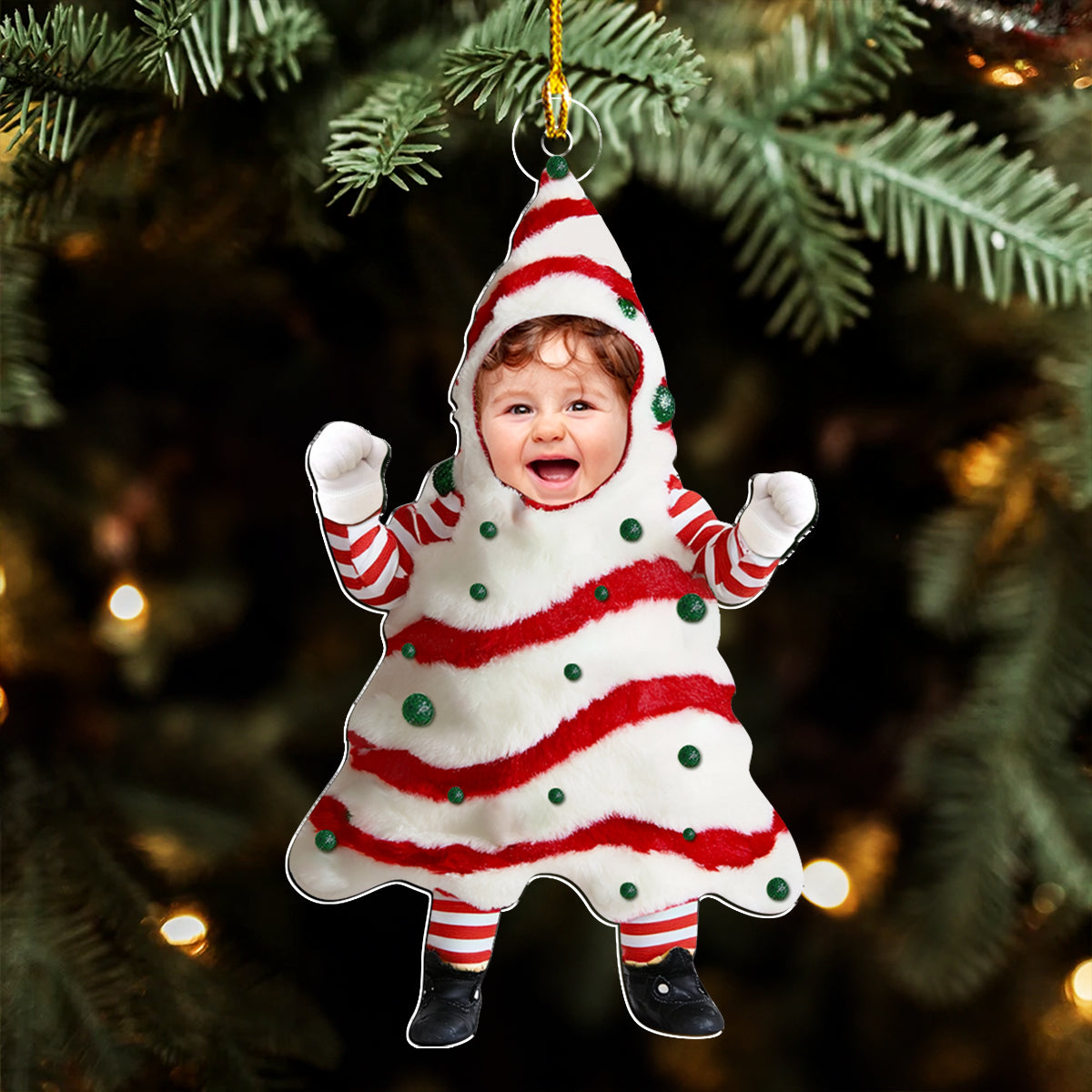 Baby Custom Photo Christmas Tree Cake - Personalized Custom Acrylic Ornament