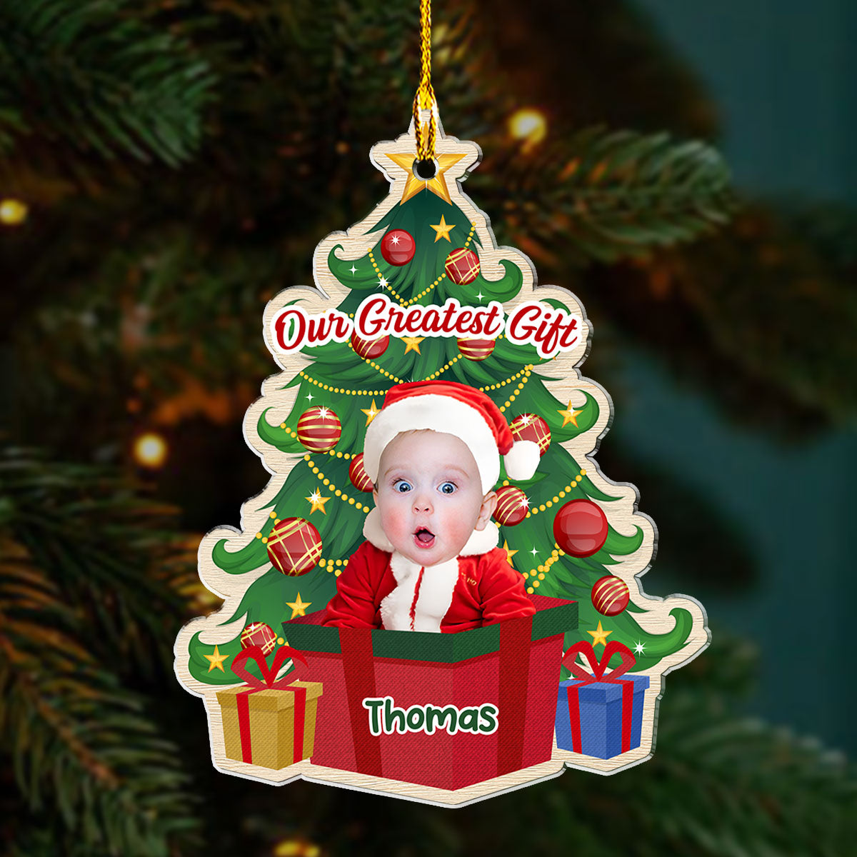 Custom Photo Christmas Greatest Gift - Personalized Custom Acrylic Ornament