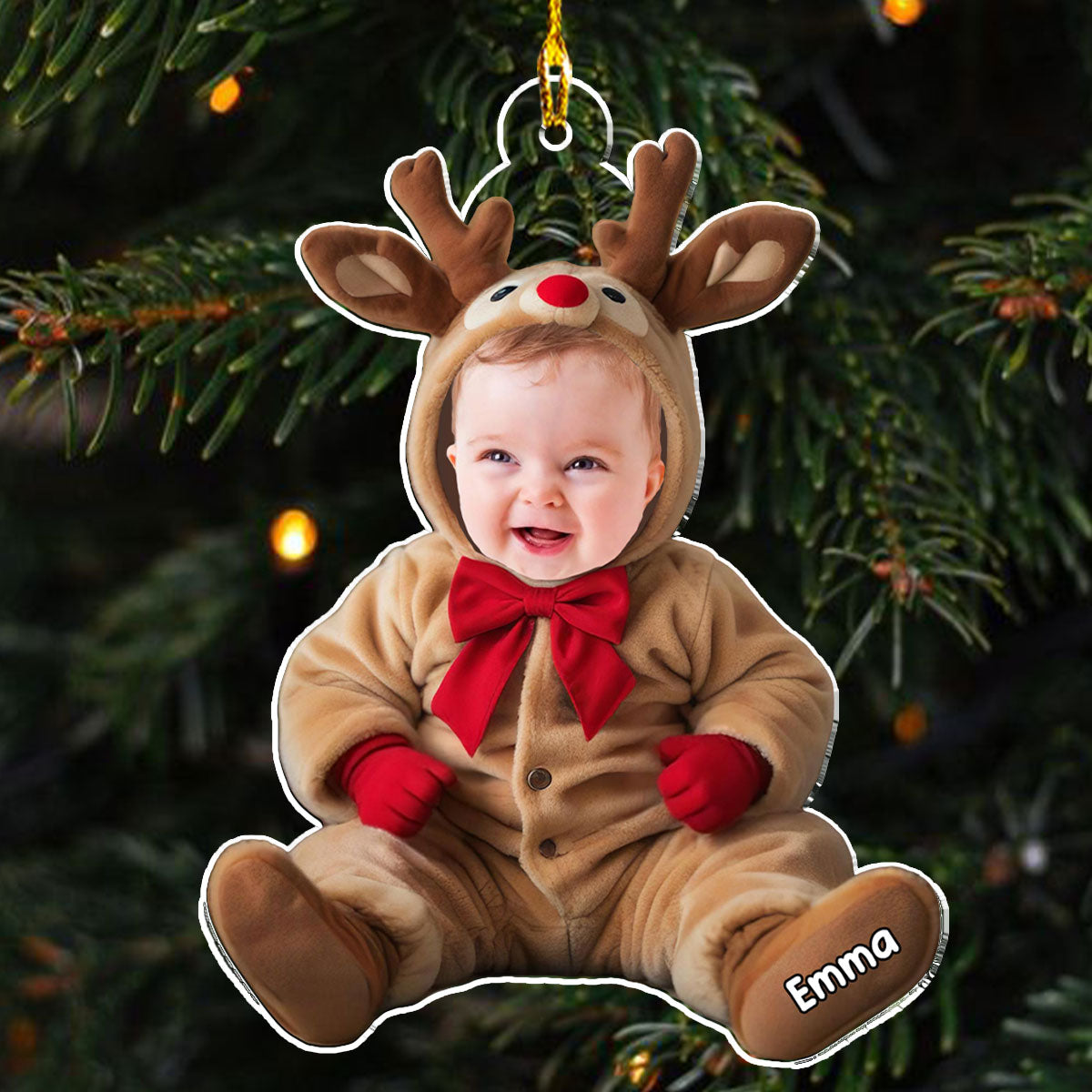 Baby Reindeer Custom Photo - Personalized Custom Acrylic Ornament