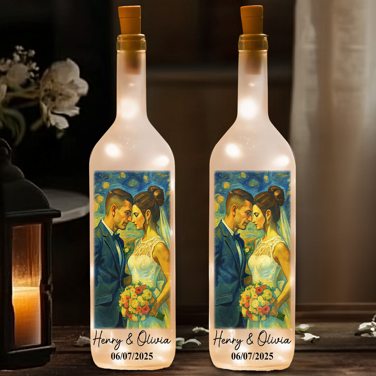 Our Wedding Day Gift - Personalized Custom Bottle Lamp