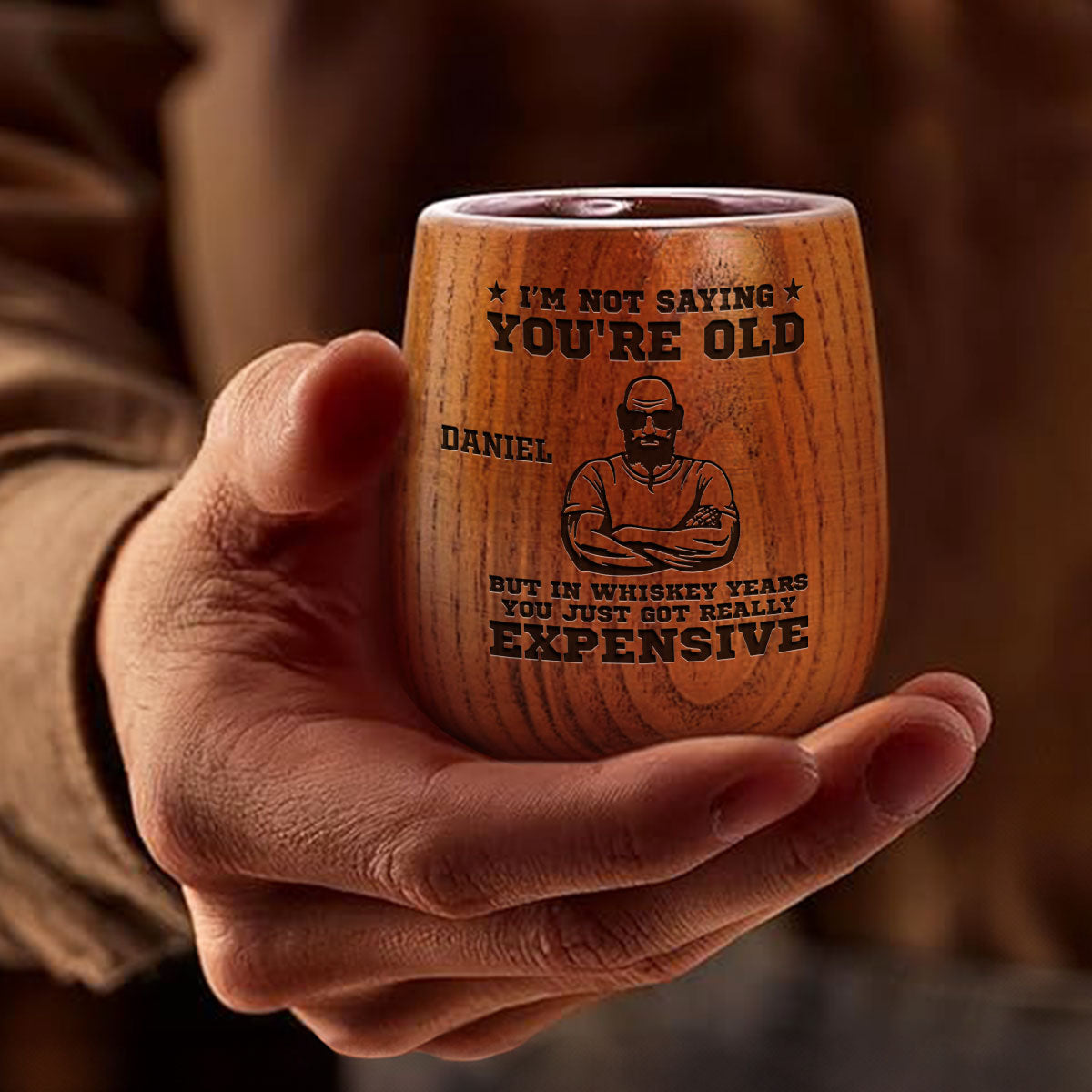 In Whiskey Years You Just Got Really Expensive - Personalized Custom Engraved Wooden Whiskey Glass