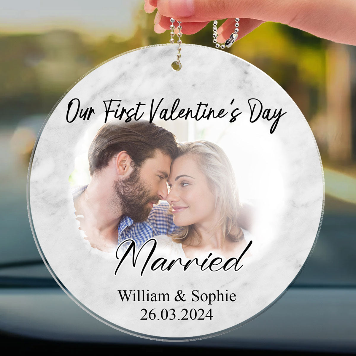 First Valentine As Mr And Mrs Couples - Personalized Custom Car Ornament