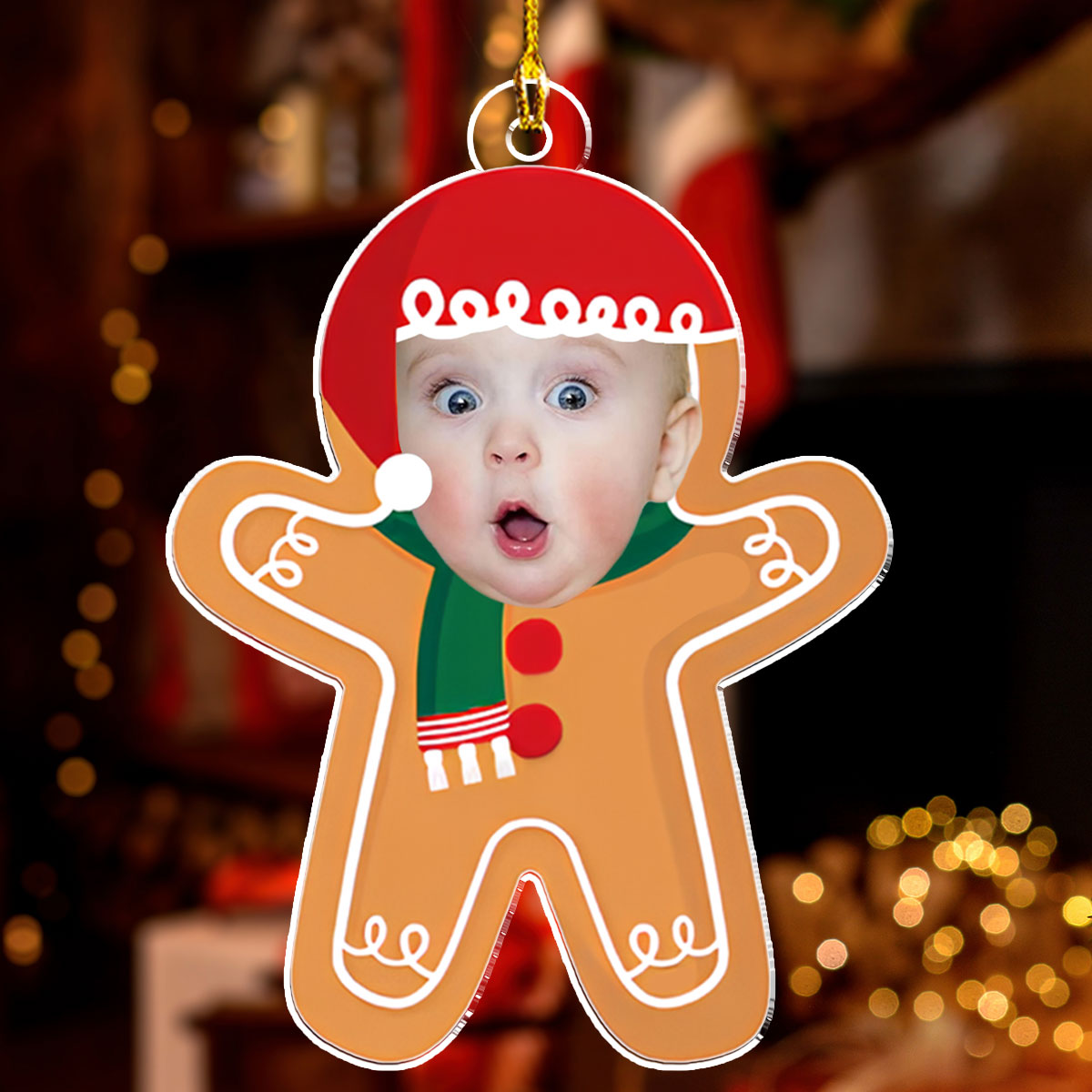 Custom Photo Baby Gingerbread - Personalized Custom Acrylic Ornament