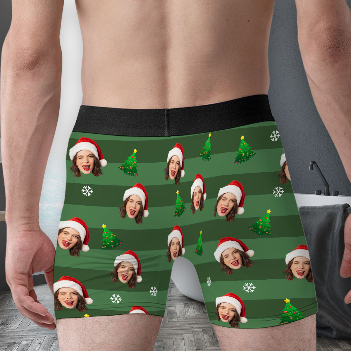 Only Her Can Jingle My Bells - Personalized Photo Men's Boxer Briefs