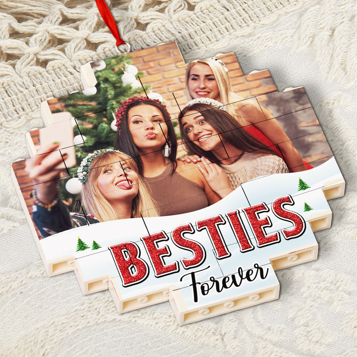 Lovely Besties - Personalized Custom Puzzle Ornament