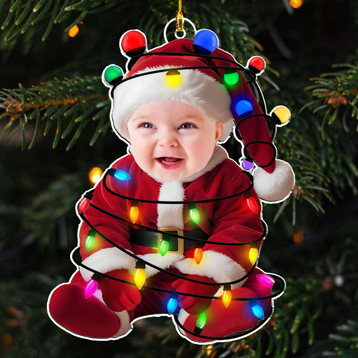 Custom Photo Funny Baby Merry Christmas - Personalized Custom Acrylic Ornament