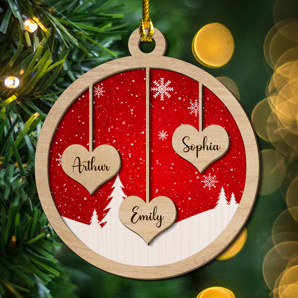Family Ornament - Personalized Custom 2-layered Wood Ornament