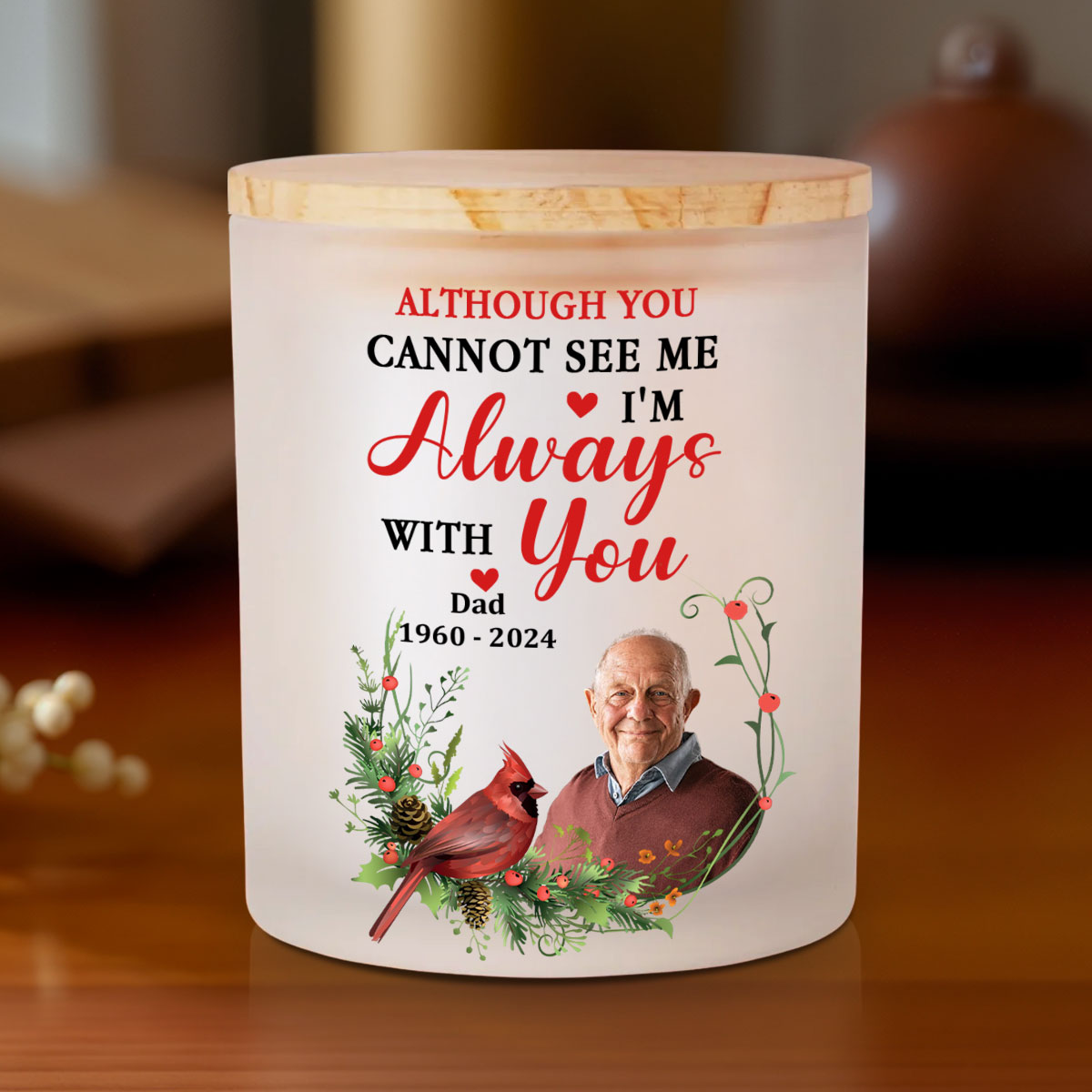 I Am Always With You - Personalized Custom Glass Jar With LED Candle