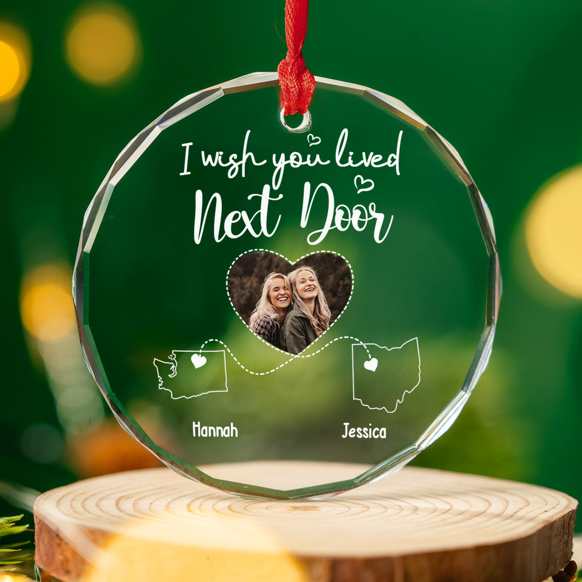 I Wish We Lived Closer Custom Photo - Personalized Custom Glass Ornament