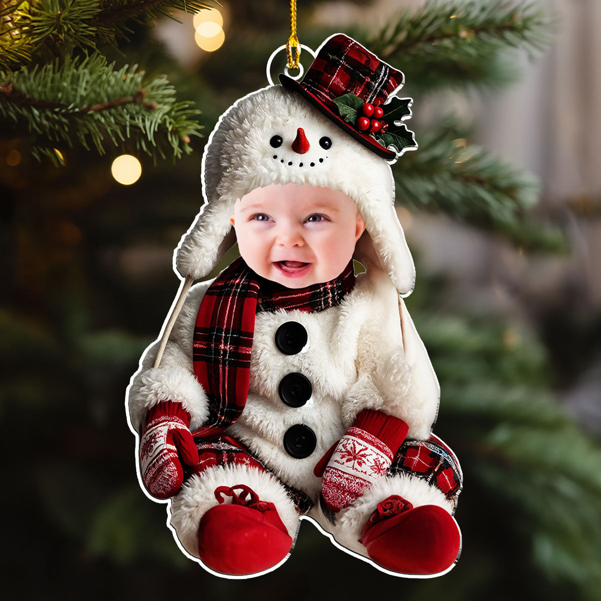 Snowman Baby Custom Photo - Personalized Custom Acrylic Ornament