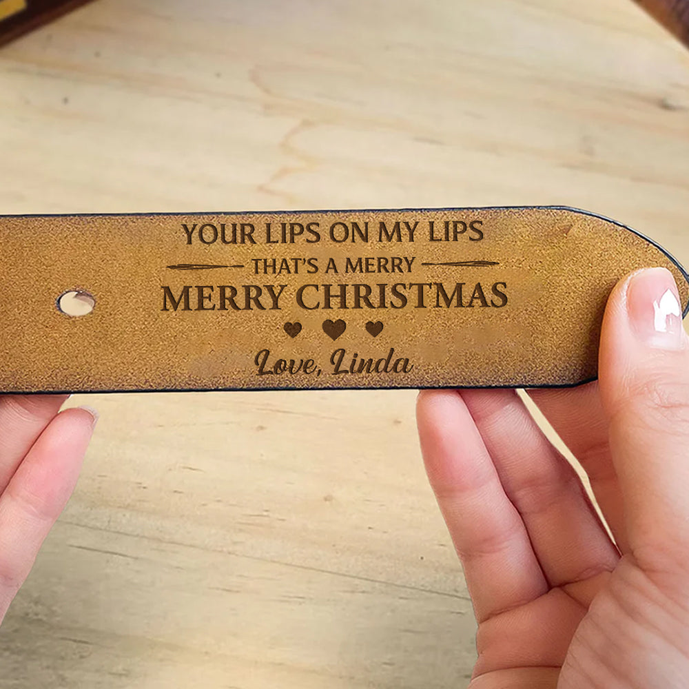 Merry Christmas - Personalized Engraved Leather Belt