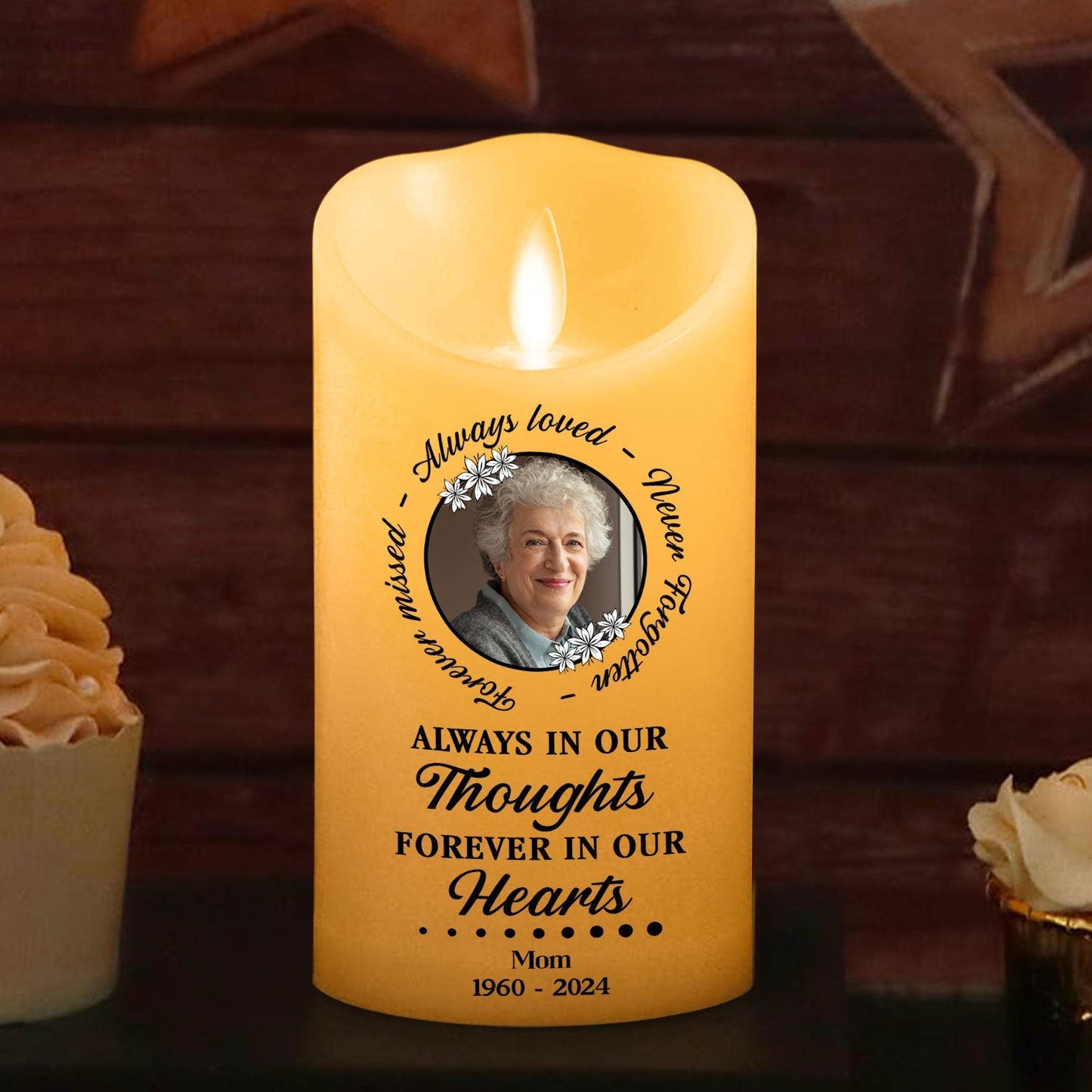 Always In Our Thoughts - Personalized Custom LED Candle