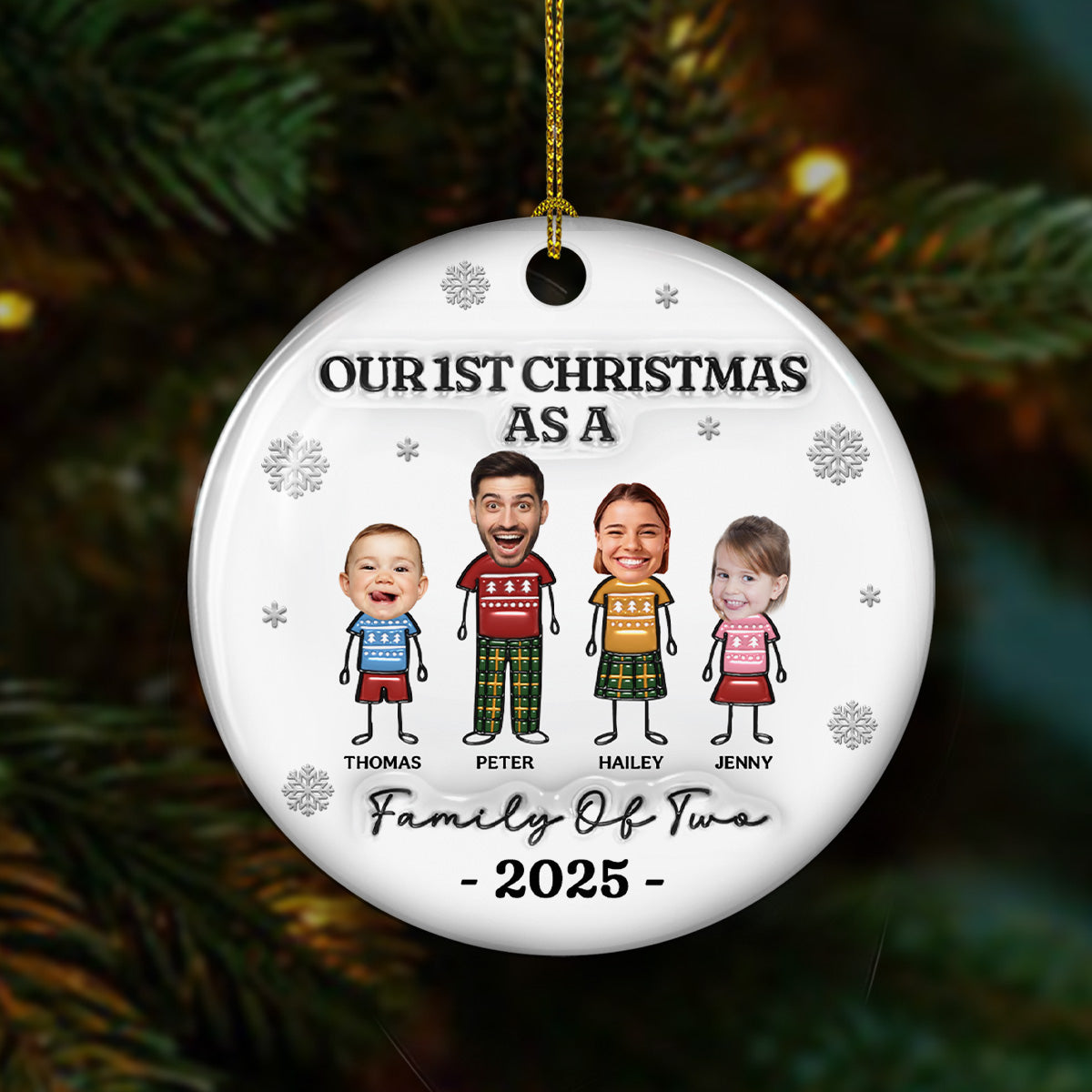 Together For The Holidays - Personalized Custom 3D Inflated Effect Ceramic Ornament