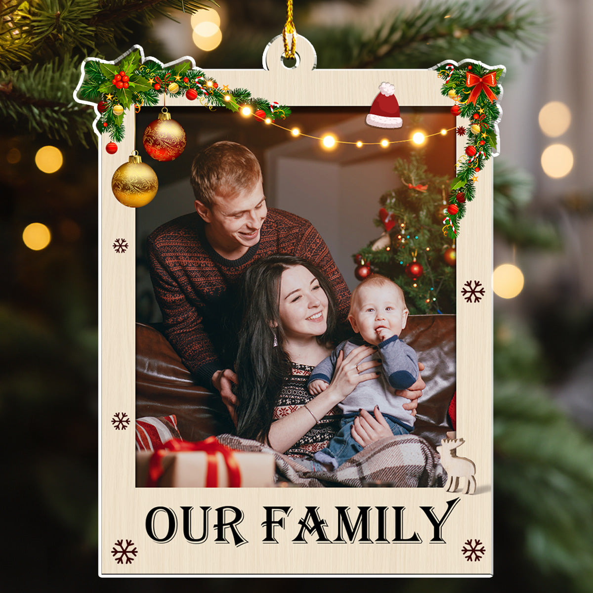 Warm Family Photo - Personalized Custom Acrylic Ornament