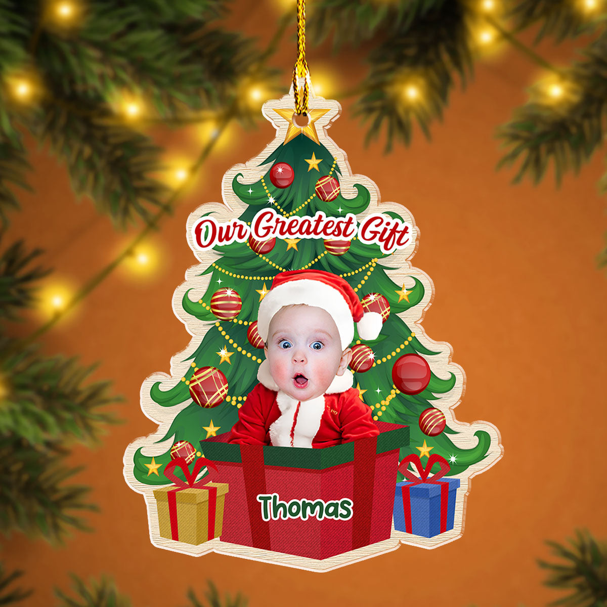 Custom Photo Christmas Greatest Gift - Personalized Custom Acrylic Ornament