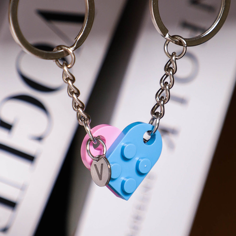 I Love You To Pieces - Personalized Custom Heart Brick Keychain