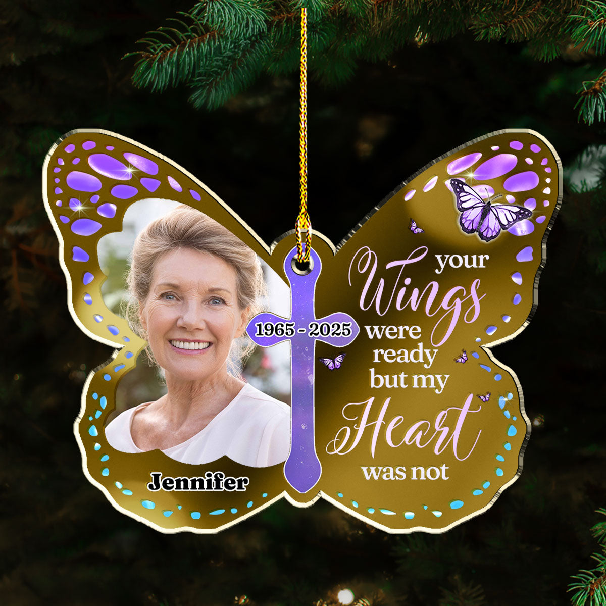 Your Wings Were Ready - Personalized Custom Mirrored Acrylic Ornament