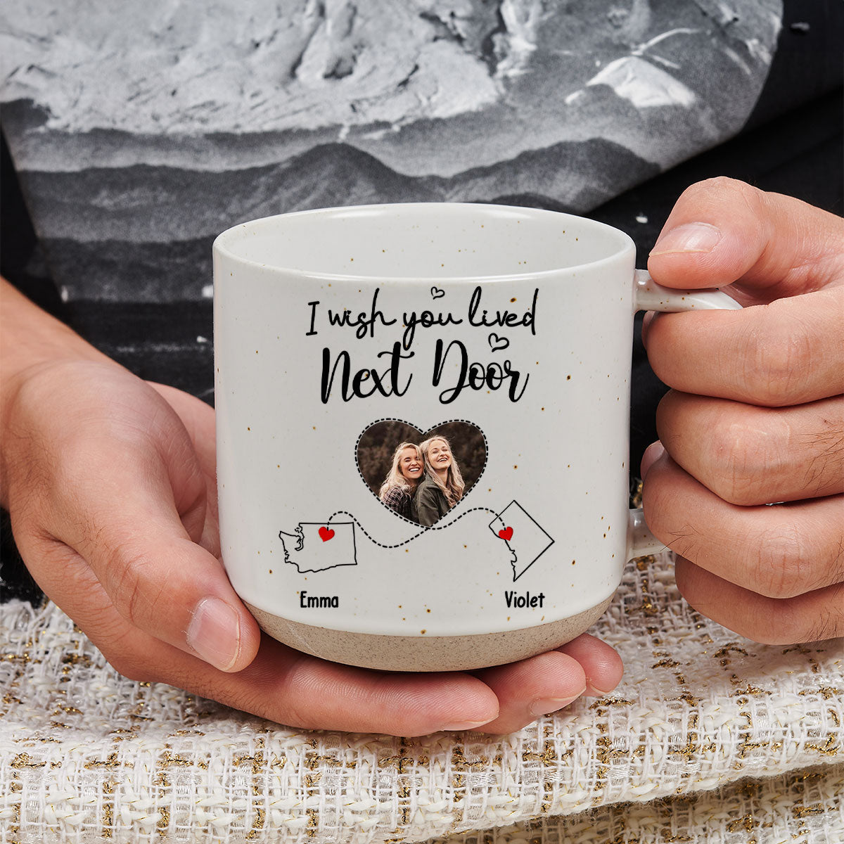 I Wish We Lived Closer Custom Photo - Personalized Custom Pottery Mug