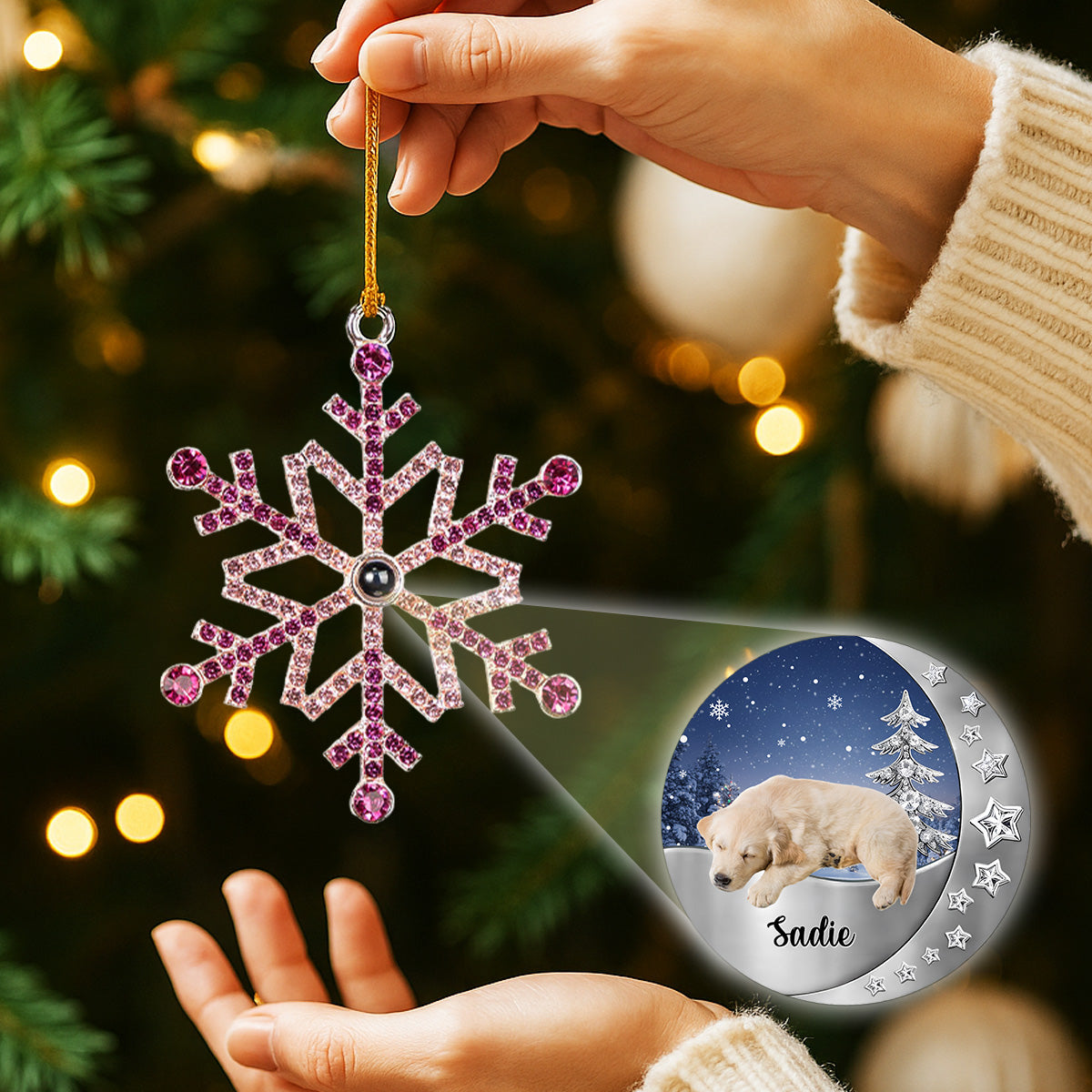 Beside You - Personalized Custom Photo Snowflake Projection Ornament