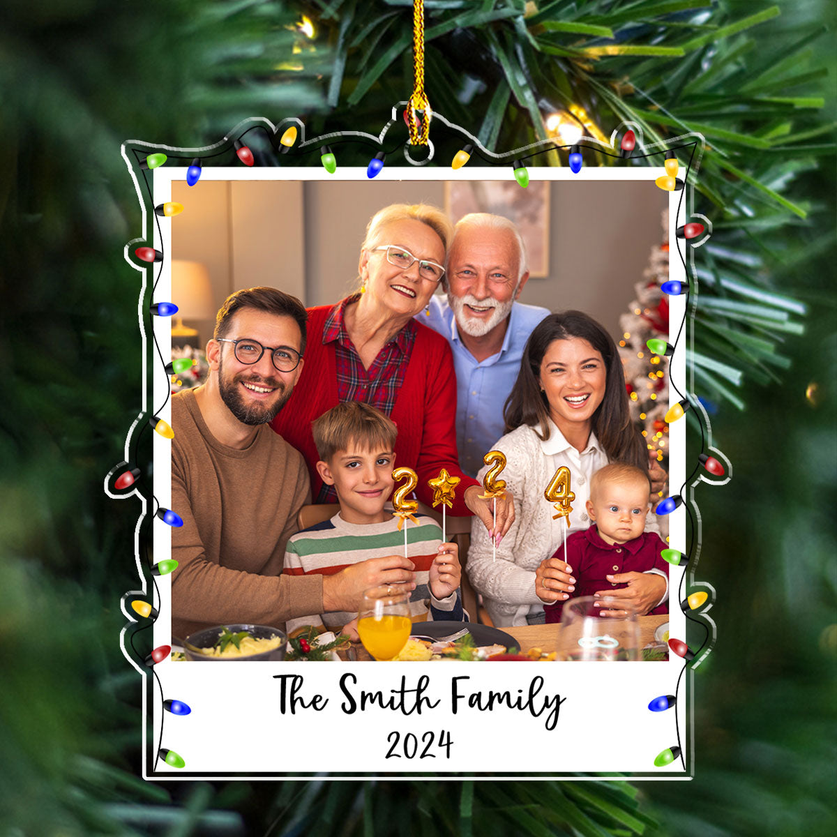 Family Photo Ornament 2024 - Personalized Custom Acrylic Ornament